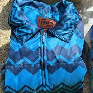 Missoni Target Puffer Jacket Blue signature Missoni Zig Zag Print pockets too!
